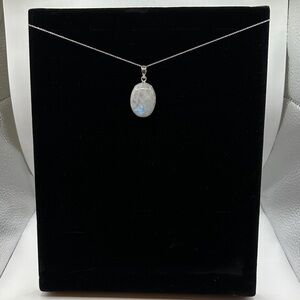 Sterling Silver Rainbow MoonstoneOval Pendant Necklace - Elegant Women's Jewelry
